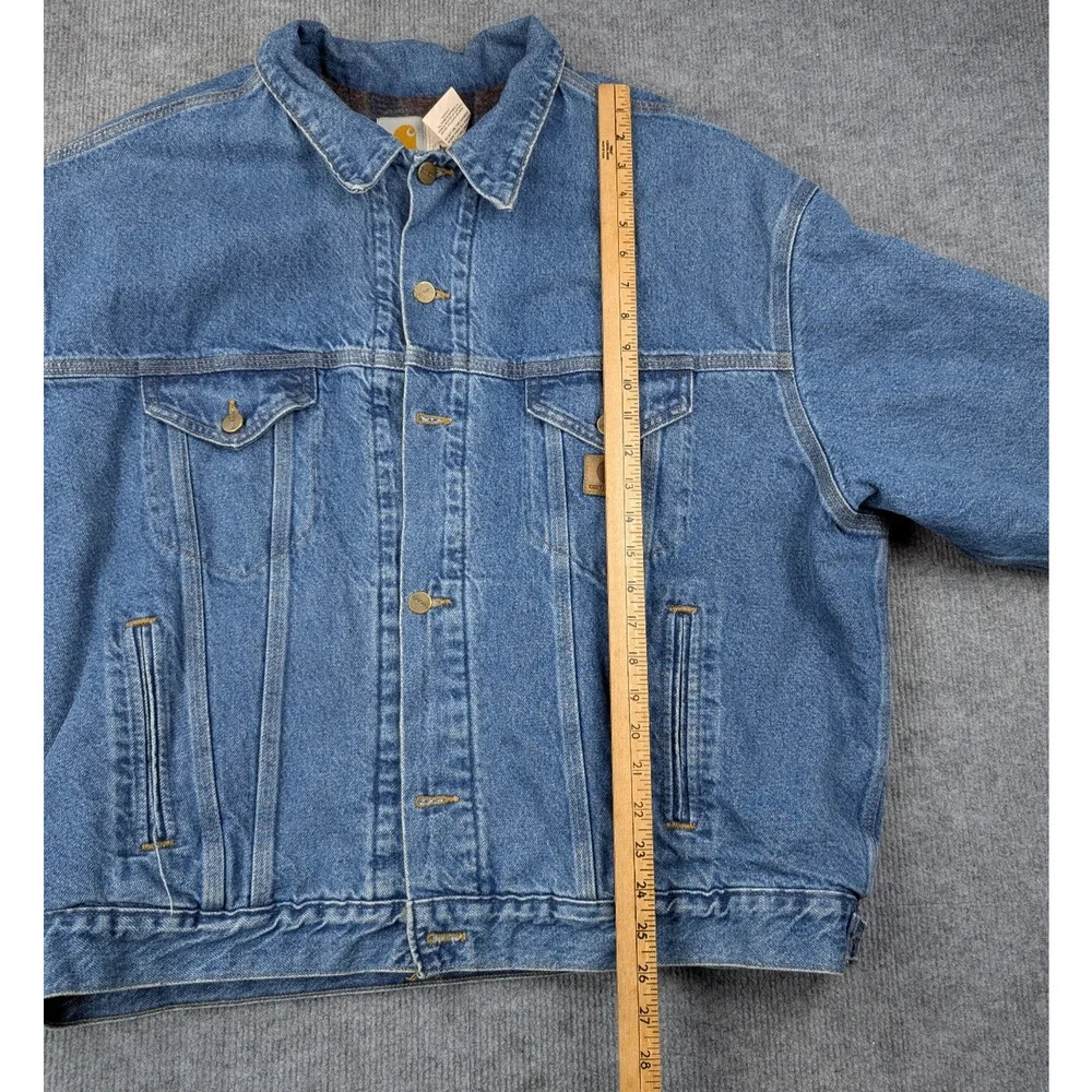 Carhartt Denim Jacket Mens 2XL Blanket Lined USA Made JB0998 Crispy Work Wear 90